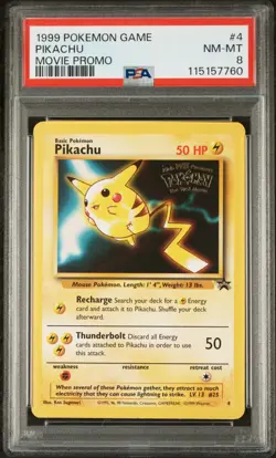1999 Pokemon WotC Black Star Promo Pikachu #4 PSA 8 NM-MT Movie Promo - Image 1
