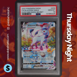 2021 POKEMON SWSH EVOLVING SKIES #209/203 GLACEON VMAX SECRET RARE PSA 10 - Image 1