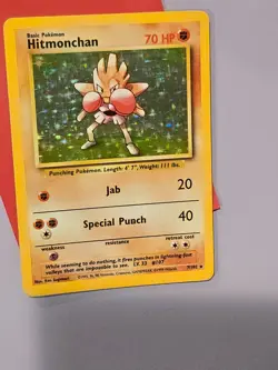 💚 Pokemon HITMONCHAN Holo Rare Base Set * 7/102 * MP ** - Image 1