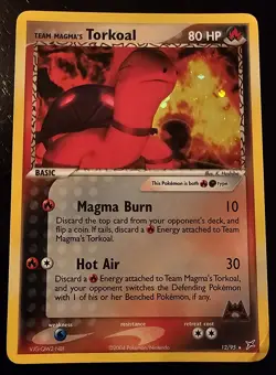 Team Magma's Torkoal Holo Rare Pokemon EX Team Magma vs Team Aqua expansion. - Image 1
