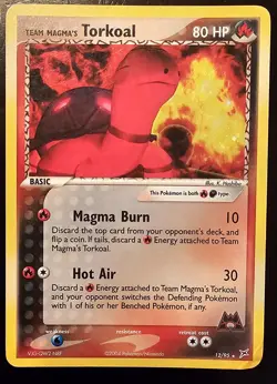 Team Magma's Torkoal Holo Rare Pokemon EX Team Magma vs Team Aqua expansion. - Image 2