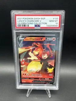 Pokemon Celebrations Lance’s Charizard V Promo Card SWSH133 PSA 10 GEM MINT - Image 1