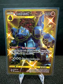 Coalossal 198/189 Swsh03: Darkness Ablaze Gold Secret Rare Pokemon TCG Card NM - Image 1
