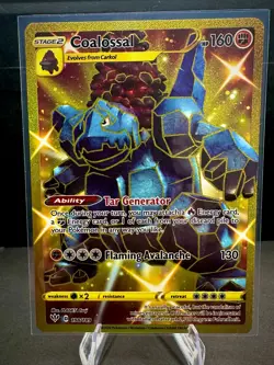 Coalossal 198/189 Swsh03: Darkness Ablaze Gold Secret Rare Pokemon TCG Card NM - Image 1