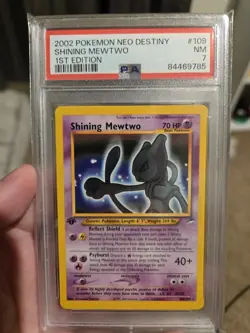 Pokemon Neo Destiny 1st Edition Shining Mewtwo Holo Card PSA 7 - Image 1