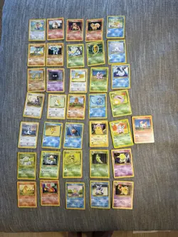 Vintage Pokemon Base Set Unlimited Lot - 36 Cards WOTC 1999 - Pikachu & Starters - Image 1
