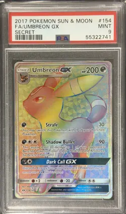 2017 POKEMON SUN & MOON FA/UMBREON GX#154 SECRET PSA 9 - Image 1