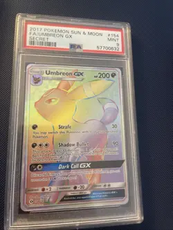 2017 Pokemon Sun and Moon FA/UMBREON GX Secret Rare Card PSA 9 - Image 1