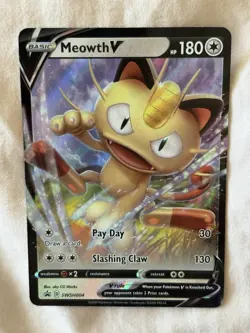 Meowth V SWSH004 Promo Holo Sword & Shield Promo Pokemon Card - Image 3