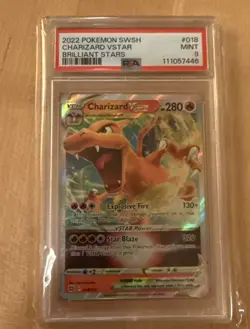 2022 Pokemon PSA 9 Charizard Vstar Brilliant Stars SWSH #018 - Image 1