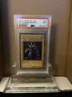 Yu-Gi-Oh Legend of Blue Eyes TRI-HORNED DRAGON LOB-000 PSA 9 Mint - Image 1