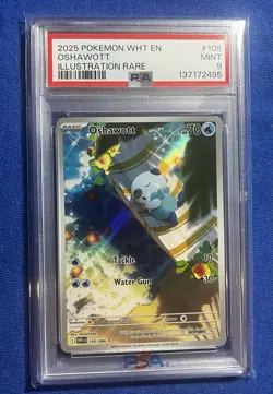 2025 POKEMON WHT EN-WHITE FLARE ILLUSTRATION RARE #105 OSHAWOTT PSA 9 - Image 1