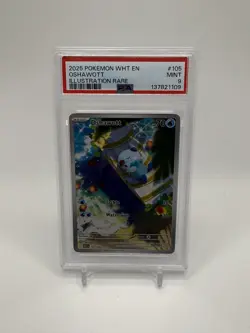 2025 POKEMON WHT EN-WHITE FLARE ILLUSTRATION RARE #105 OSHAWOTT PSA 9 - Image 1