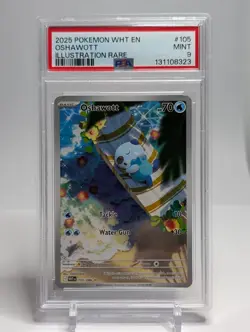 2025 POKEMON WHT EN-WHITE FLARE ILLUSTRATION RARE #105 OSHAWOTT PSA 9 - Image 1