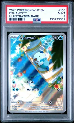 2025 POKEMON WHT EN-WHITE FLARE ILLUSTRATION RARE #105 OSHAWOTT PSA 9 - Image 1
