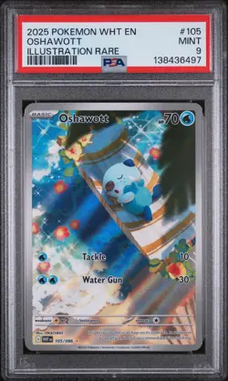 OSHAWOTT #105 ILLUSTRATION RARE 2025 POKEMON WHT EN WHITE FLARE PSA 9 MINT - Image 1