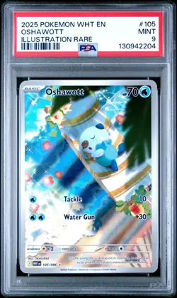 2025 POKEMON WHT EN WHITE FLARE OSHAWOTT ILLUSTRATION RARE #105 PSA 9 MINT - Image 1