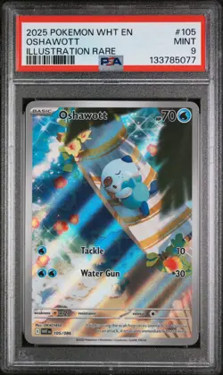2025 Pokemon Wht En-White Flare #105 Oshawott Illustration Rare PSA 9 - Image 1