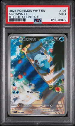 2025 POKEMON WHT EN-WHITE FLARE ILLUSTRATION RARE #105 OSHAWOTT PSA 9 - Image 1