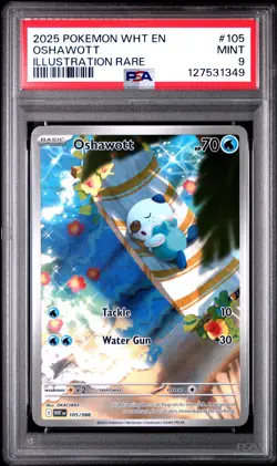 2025 POKEMON WHT EN-WHITE FLARE ILLUSTRATION RARE #105 OSHAWOTT PSA 9 - Image 1