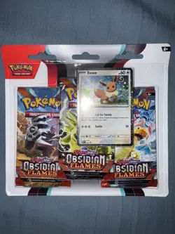 Pokemon TCG Scarlet & Violet Obsidian Flames Booster Blister 3 Packs Eevee New 820650853784 - Image 1