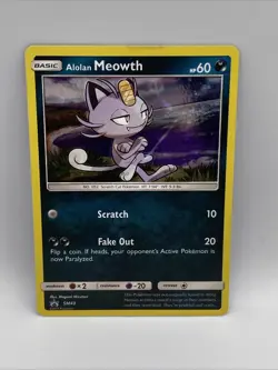 Pokemon Card Alolan Meowth SM43 Cosmo Holo Sun & Moon Black Star Promo - Image 1