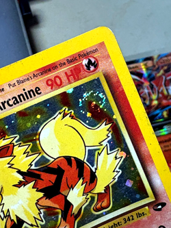 Blaine's Arcanine #1/132 Holo Rare MP Gym Challenge SWIRL Pokemon Card - Image 2
