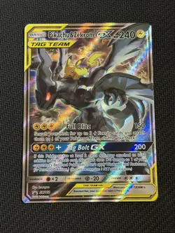 Pikachu & Zekrom GX Sun Moon Team Up SM168 Holo Promo Pokemon TCG - Image 1
