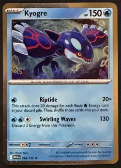 🌀SWIRL🌀 Kyogre 034/132 Cosmos Holo Knock Out Collection Box Promo Pokemon - Image 1