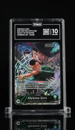 Roronoa Zoro OP12-020 Leader Alternate Art Foil TAG 10 Legacy Bandai 2025 - Image 3