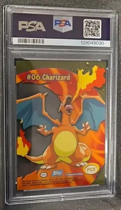 POKEMON CARD CHARIZARD #06 TOPPS 2000 TV ANIMATION CLEAR CARDS PC3 GRADED PSA 8 - Image 3
