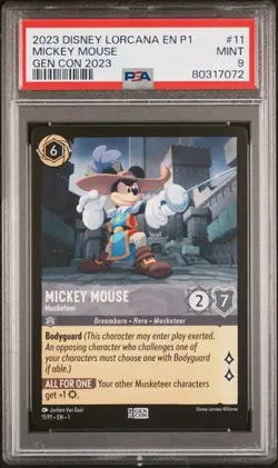 2023 DISNEY LORCANA EN P1-PROMO #11 MICKEY MOUSE GEN CON 2023 PSA 9 - Image 1