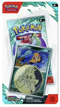 1x Pokemon TCG Journey Together Scraggy Checklane Blister Sealed - Image 1