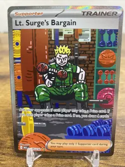Lt. Surge’s Bargain Mega Evolution 185/132 Illustration Rare Pokemon Card - Image 1