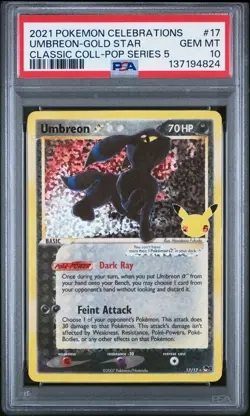 2021 POKEMON CELEBRATIONS CLASSIC COLL #17 UMBREON-GOLD STAR PSA 10 - Image 1