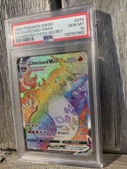 2020 Pokemon SWSH Champions Path 074/073 Charizard Vmax Rainbow Full Art PSA 10 - Image 2