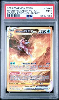 Pokemon TCG Origin Forme Palkia Vstar GG67/GG70 Crown Zenith Secret PSA 9 - Image 1