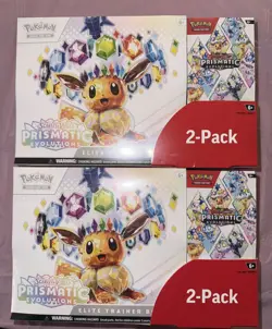 (2) Lot 2025 Pokemon Prismatic Evolutions 2-Pack ETB Booster Bundle Costco Box - Image 1