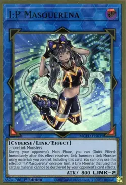Yugioh I:P Masquerena MGED-EN035 Gold Rare 1st Ed NM - Image 1