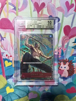 One Piece CCG Roronoa Zoro CHINESE Anniversary Promo OP01-025 BGS 10 Pristine - Image 1