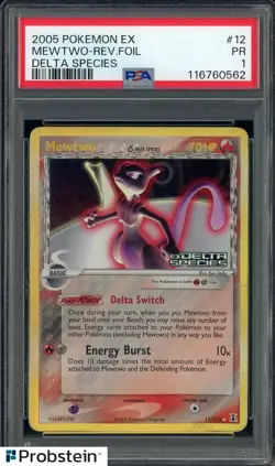 2005 Pokemon Ex Delta Species #12 Mewtwo Reverse Foil PSA 1 PR - Image 1