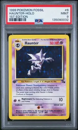 1999 Pokemon Fossil #6/62 Haunter-Holo 1st Edition PSA 9 - Image 1