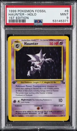 1999 POKEMON FOSSIL 1ST EDITION #6 HAUNTER-HOLO PSA 9 - Image 1