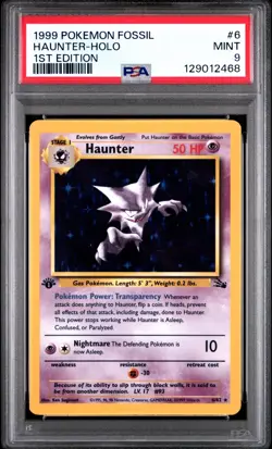1999 Pokemon Fossil Haunter Holo 1st Edition 6/62 PSA 9 - Image 1