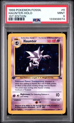 1999 POKEMON FOSSIL 1ST EDITION #6 HAUNTER-HOLO PSA 9 - Image 1