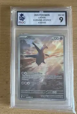 Pokemon Tcg Graded MGC 9 Latios Illustration Rare Surging Sparks 203/191 - Image 1
