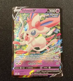 Pokemon TCG Sylveon v SWSH202 Black Star Promos Holo Card NM Condition - Image 1