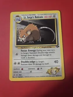 Lt Surges Rattata 85/132 & Raticate 53/132 Gym Challenge 2 Pokemon Card - Image 1