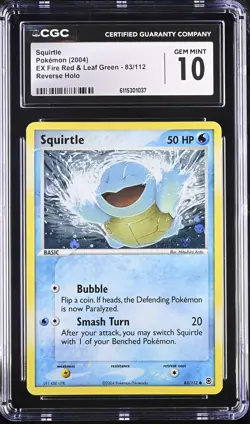 CGC 10 Squirtle EX Fire Red & Leaf Green 83/112 Reverse Holo Pokemon Card - Image 1