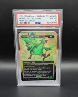 Final Fantasy PSA 10 Traveling Chocobo Borderless Foil Neon Green (551d) - Image 1